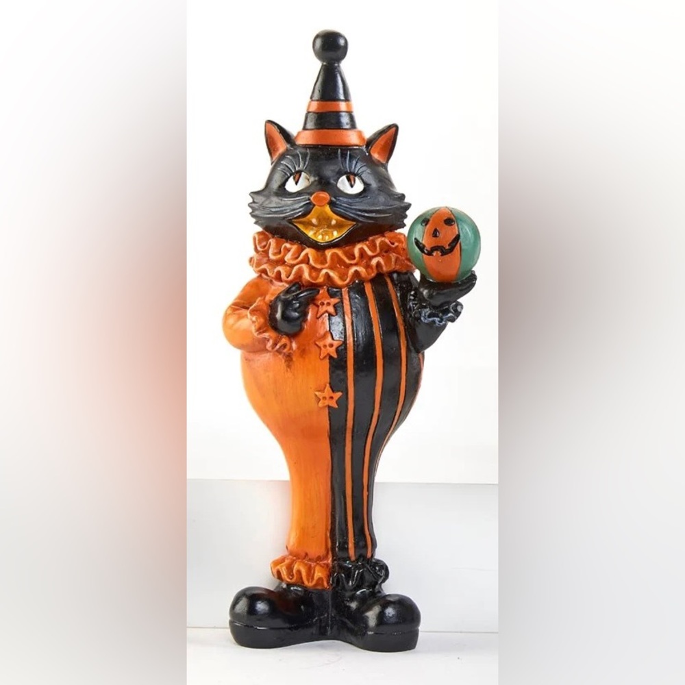 Vintage Style Halloween Black Cat Clown